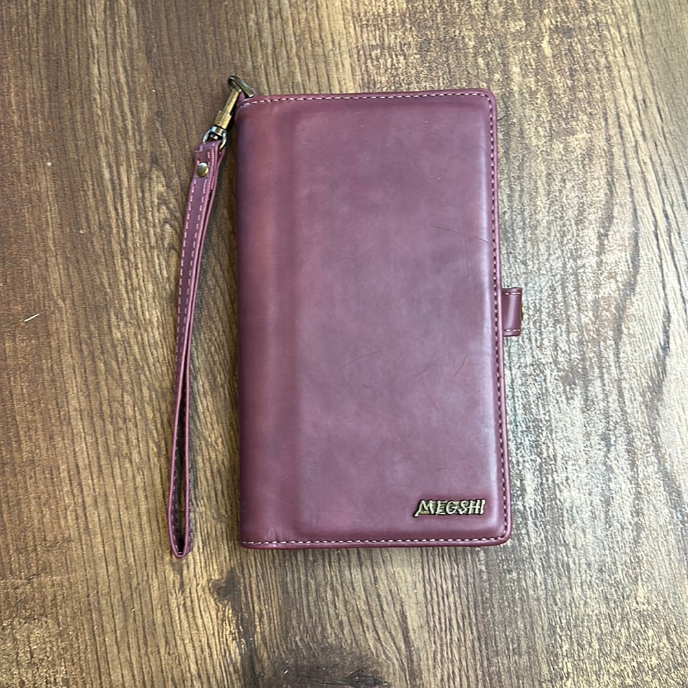 Purple Megshi Folding Wallet with Hand Strap